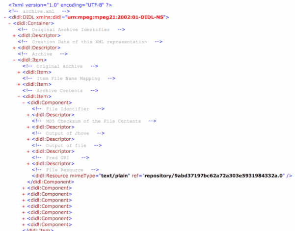 Image showing XML code for a single Component from a top-level view