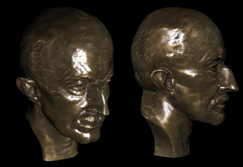 Photograph of two bronze busts