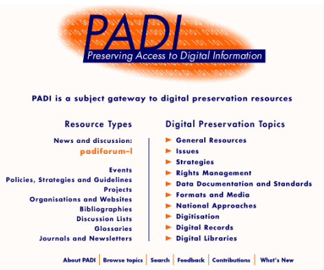 PADI home page