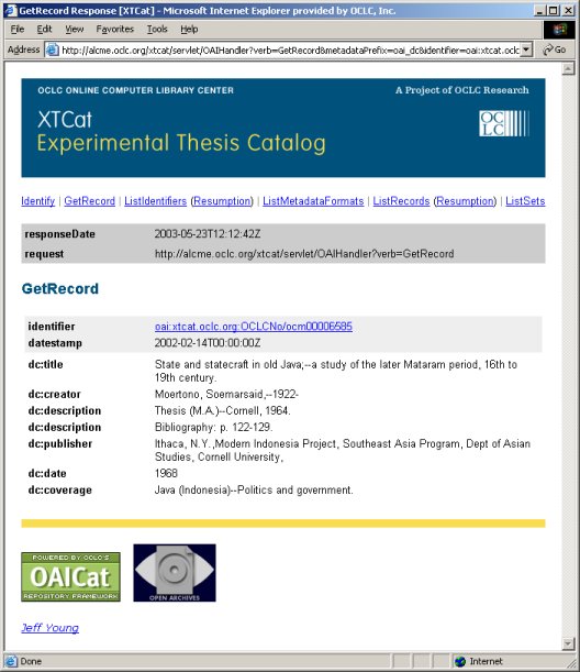 Image showing an OAI-PMN response to a GetRecord request