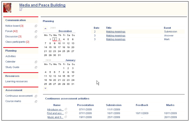 Image of a classroom for the subject Media and Peace Building as seen by the student