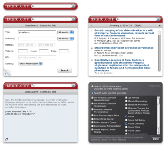'nature.com search' widget composite (early version)