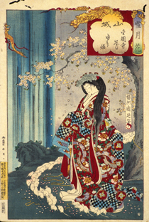 Illustration, Snow, Moon, Flowers: No. 30 Yamashiro, Flowers of Kinkaku-ji, Princess Yuki, 1884