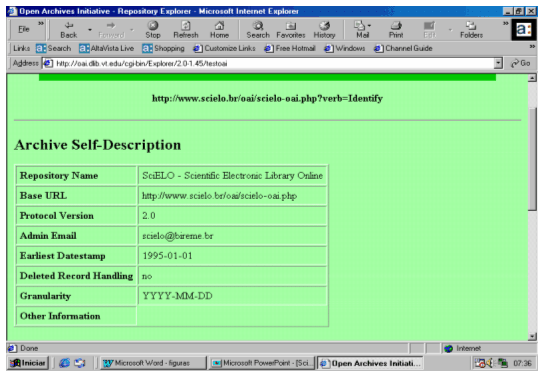 Screen shot illustrating interaction with the SciELO