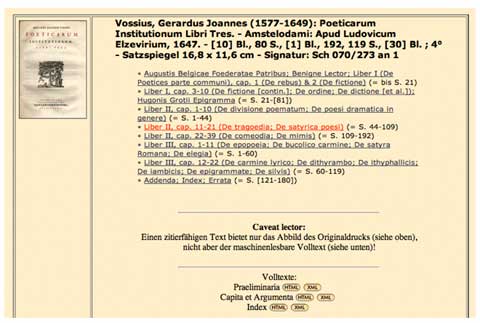 Image of the table of contents from Poeticarum Institutionum Libri Tres