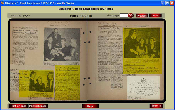 Screenshot of a flippable scrapbook