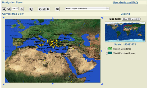 Screenshot showing the idenified places from Thucydides History of hte Peloponnesian War