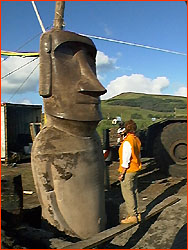 Preparing to experiment lifting a maoi statue at Easter Island