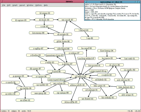 Representation of a citation net with LEDA