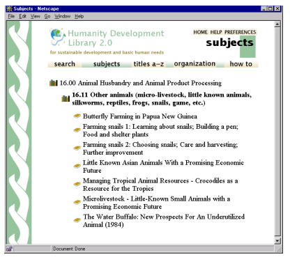 Figure 2: Browsing the HDL collection by subject.