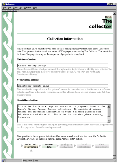 Figure 5: A typical stage in using the Collector