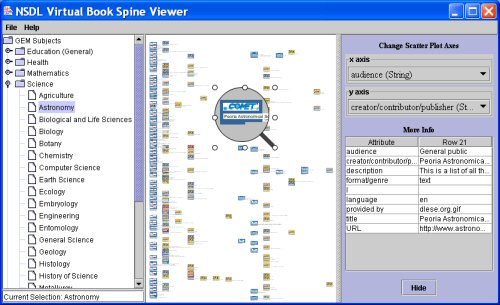 Screen shot showing the visual spine viewer