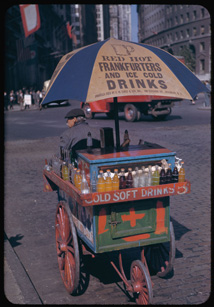 Portable soft drink stand at Bowling Green Office Building, New York City, October 1, 1942