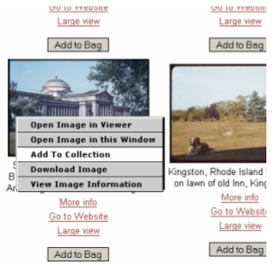 Screen shot image showing menu for selecting an image to collect