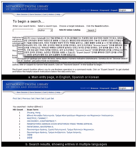 Screen shot of the NDLTD portal