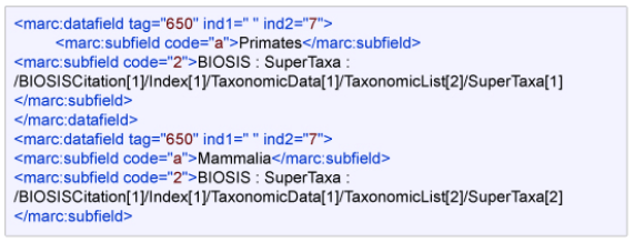 Another example of coding for MARC subfield 2