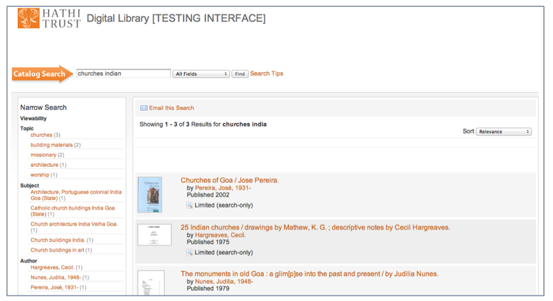 Screen Shot - HathiTrust Digital Library Testing Interface