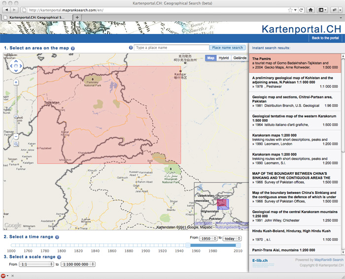 Figure showing MapRank geosearch user interface