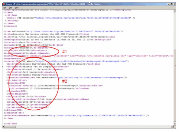Screen shot showing the raw XML for an RSS feed